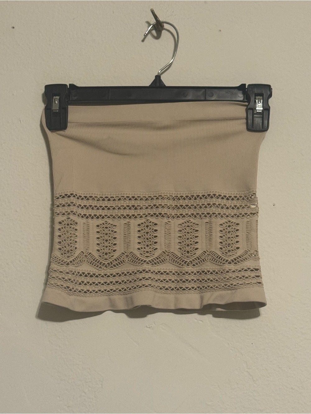 Sugar Lips Beige Crochet Detail Women’s Tube Top One Size